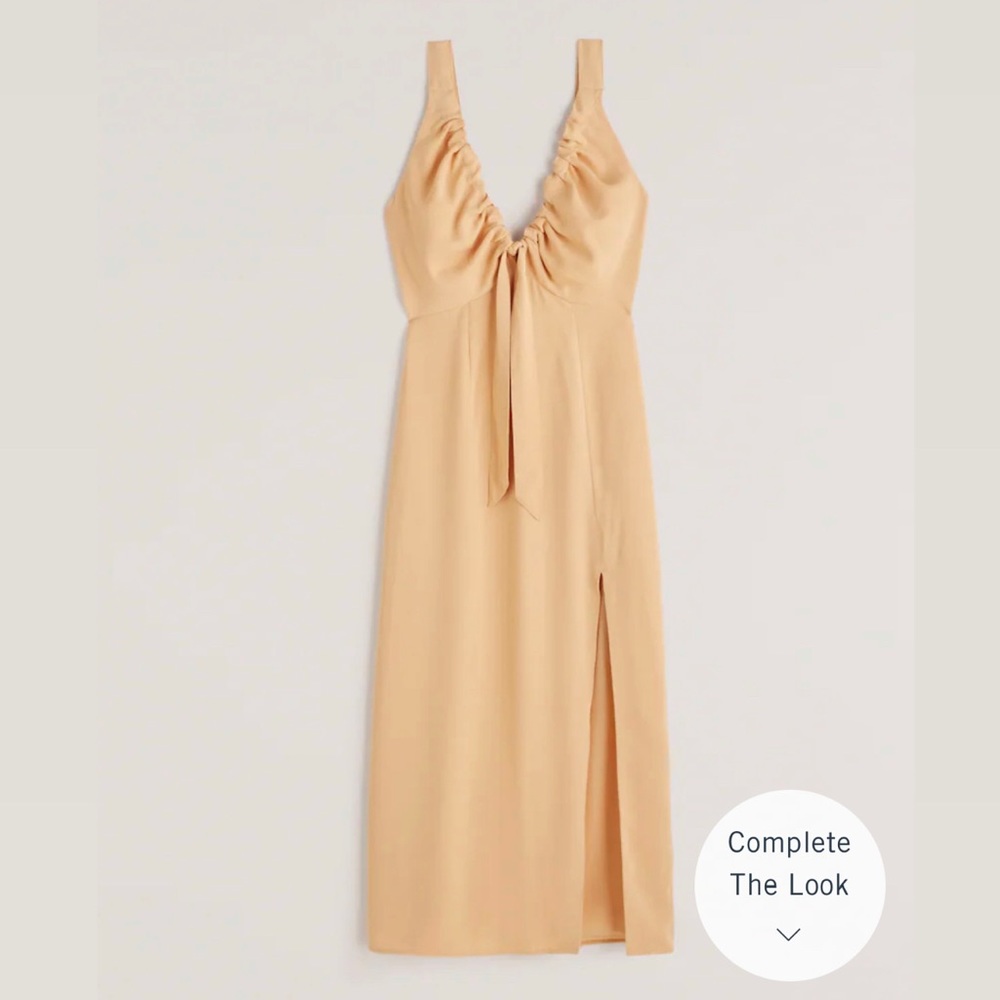 Abercrombie Cinched Neck Slip Midi Dres